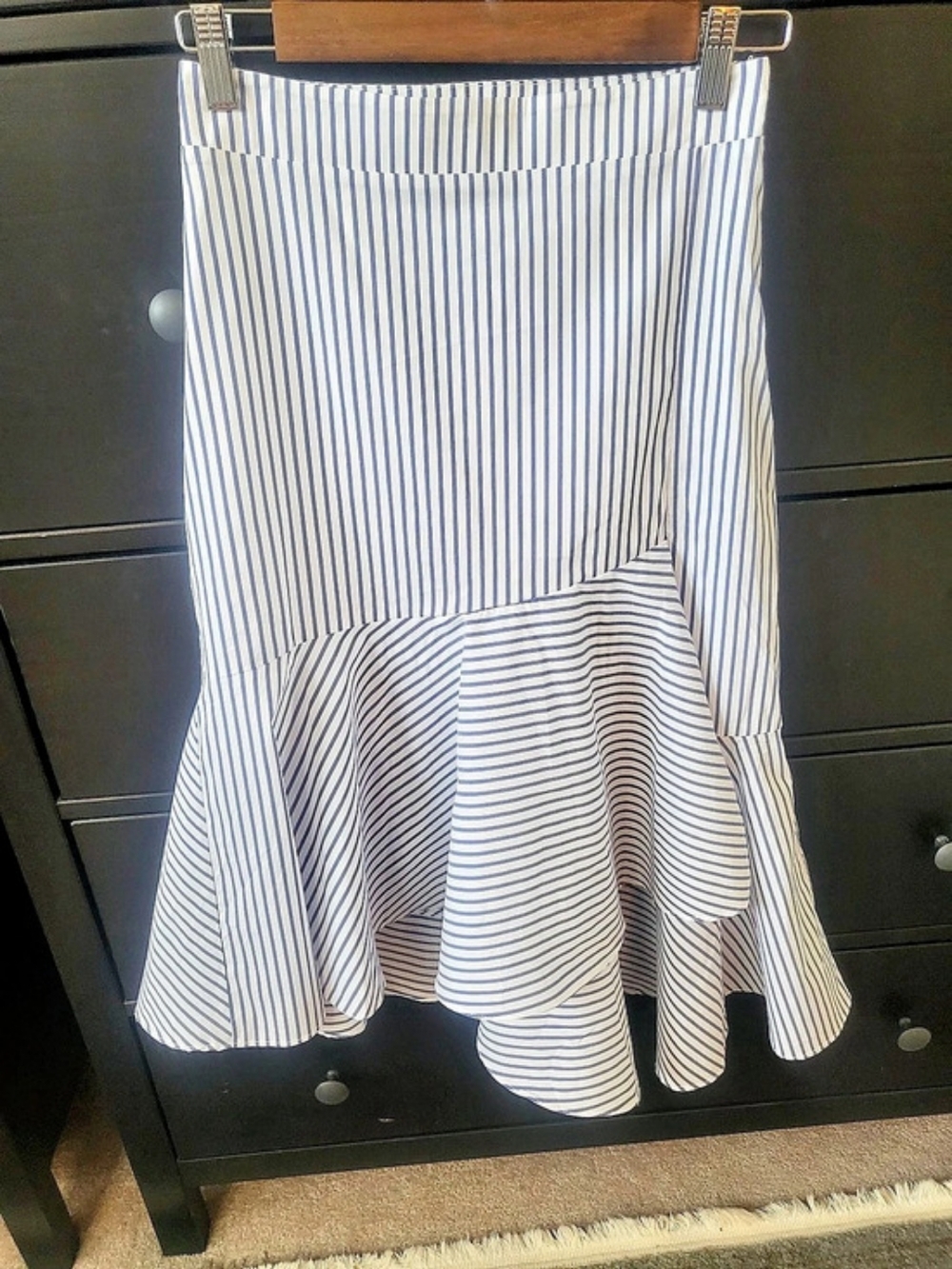 Le Château Striped Flared Skirt in Blue & White New With Tags